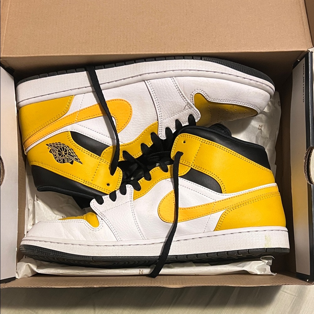 Nike Yellow and White High-Top Sneakers